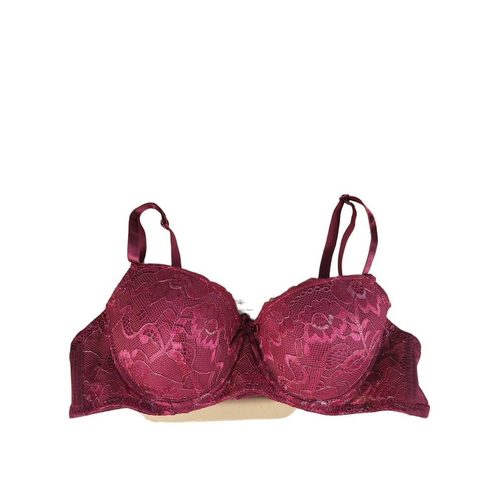 Sofra Bra 36C Womens Purple Lace Overlay Padded Underwired Adjustable Straps